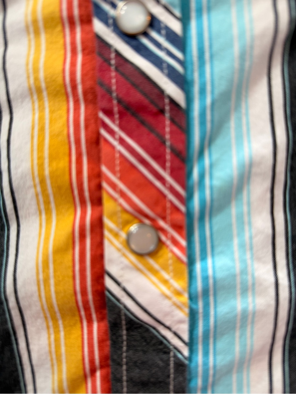 Rock $ Roll Cowboy Striped Pearl Snap-Down Shirt in Multicolor - Picture 3 of 15